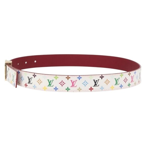 LOUIS VUITTON Multicolor Ceinture LV Cut Belt White M9682W LV Auth 156683V main image 8
